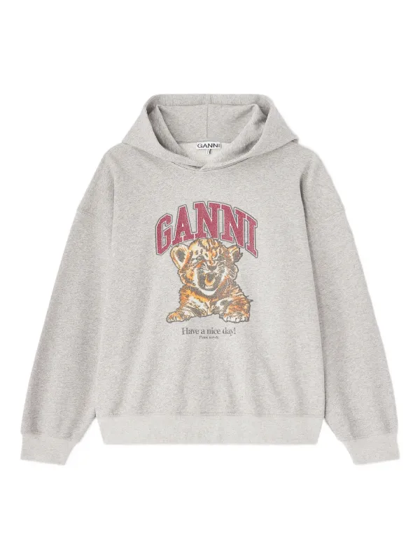 GANNI タイガーグラフィック パーカー | グレー | FARFETCH JP