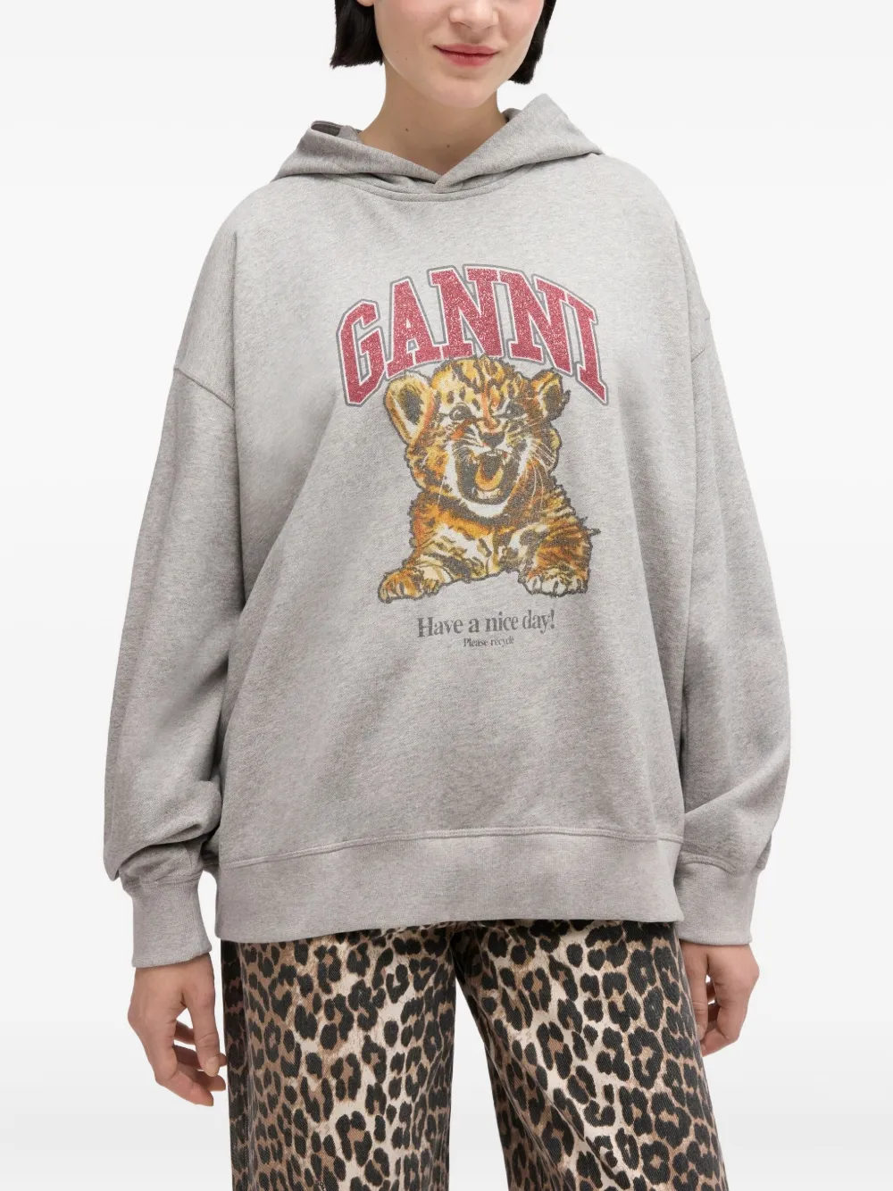 GANNI Hoodie met grafische print Grijs