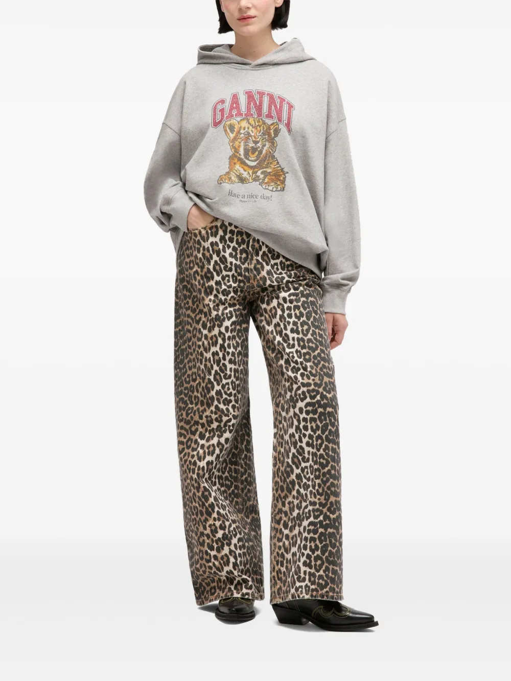 GANNI Hoodie met grafische print Grijs