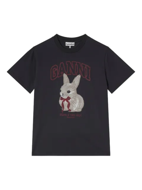 GANNI rabbit basic cotton jersey T-shirt