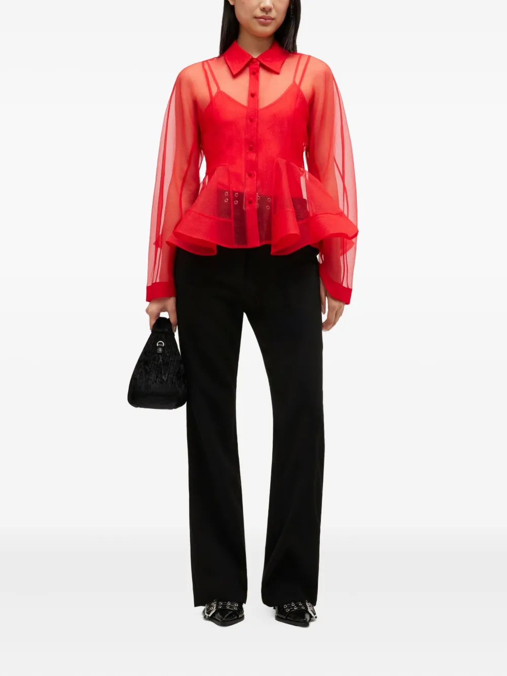 GANNI Blouse met lange mouwen - Rood