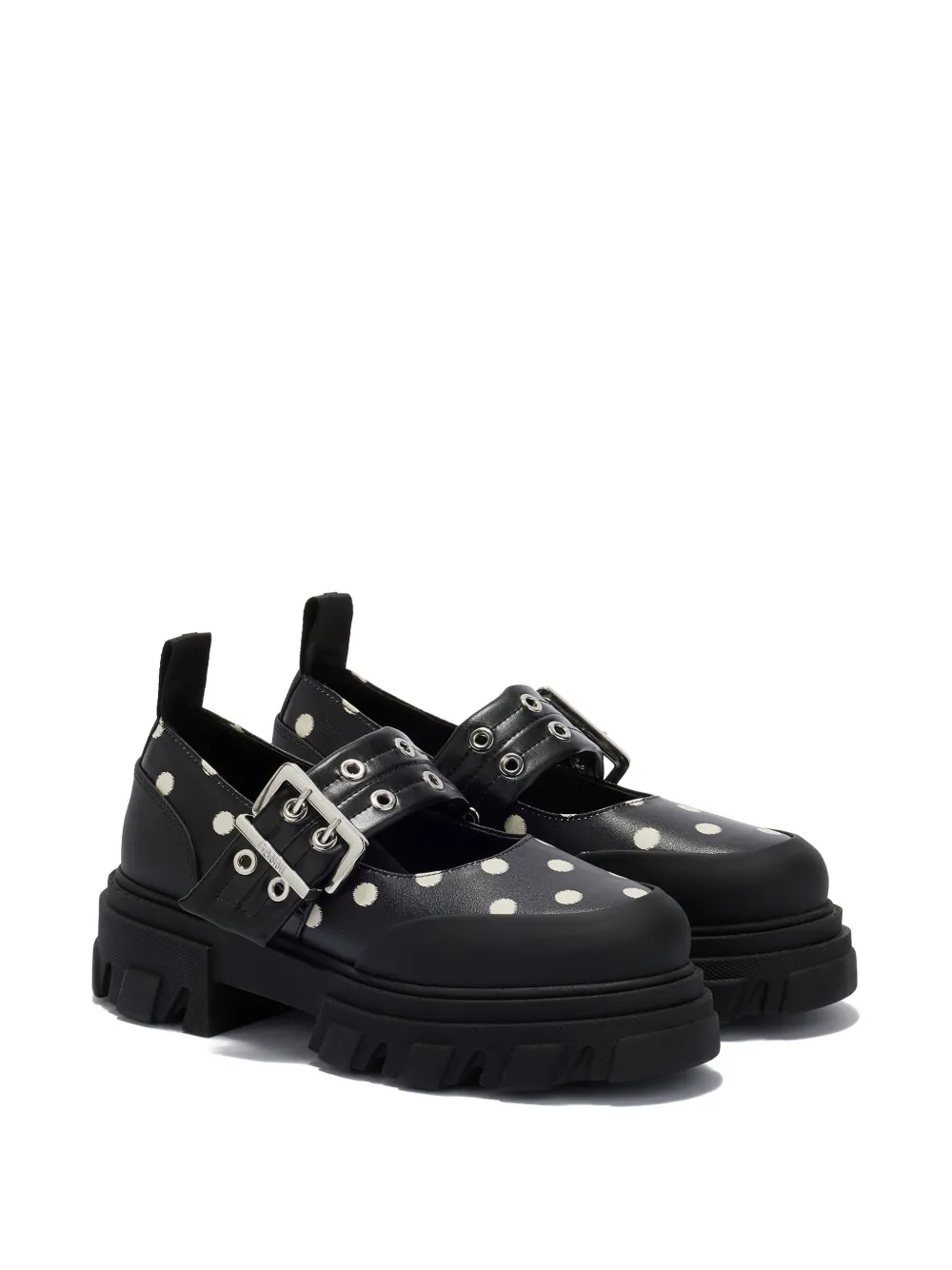 GANNI Loafers met stippen en gesp Zwart