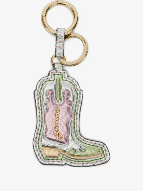 GANNI Western boot keyring in metallic