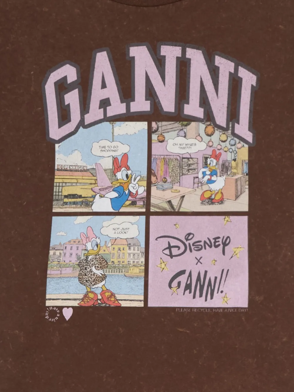 GANNI x Disney Daisy Duck T-shirt met print Bruin