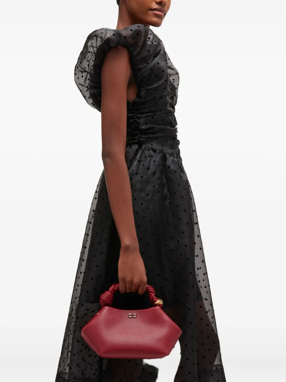 GANNI Bou shopper met gedraaid handvat - Rood