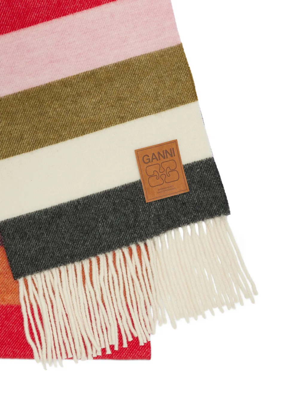 GANNI Gestreepte sjaal - Rood