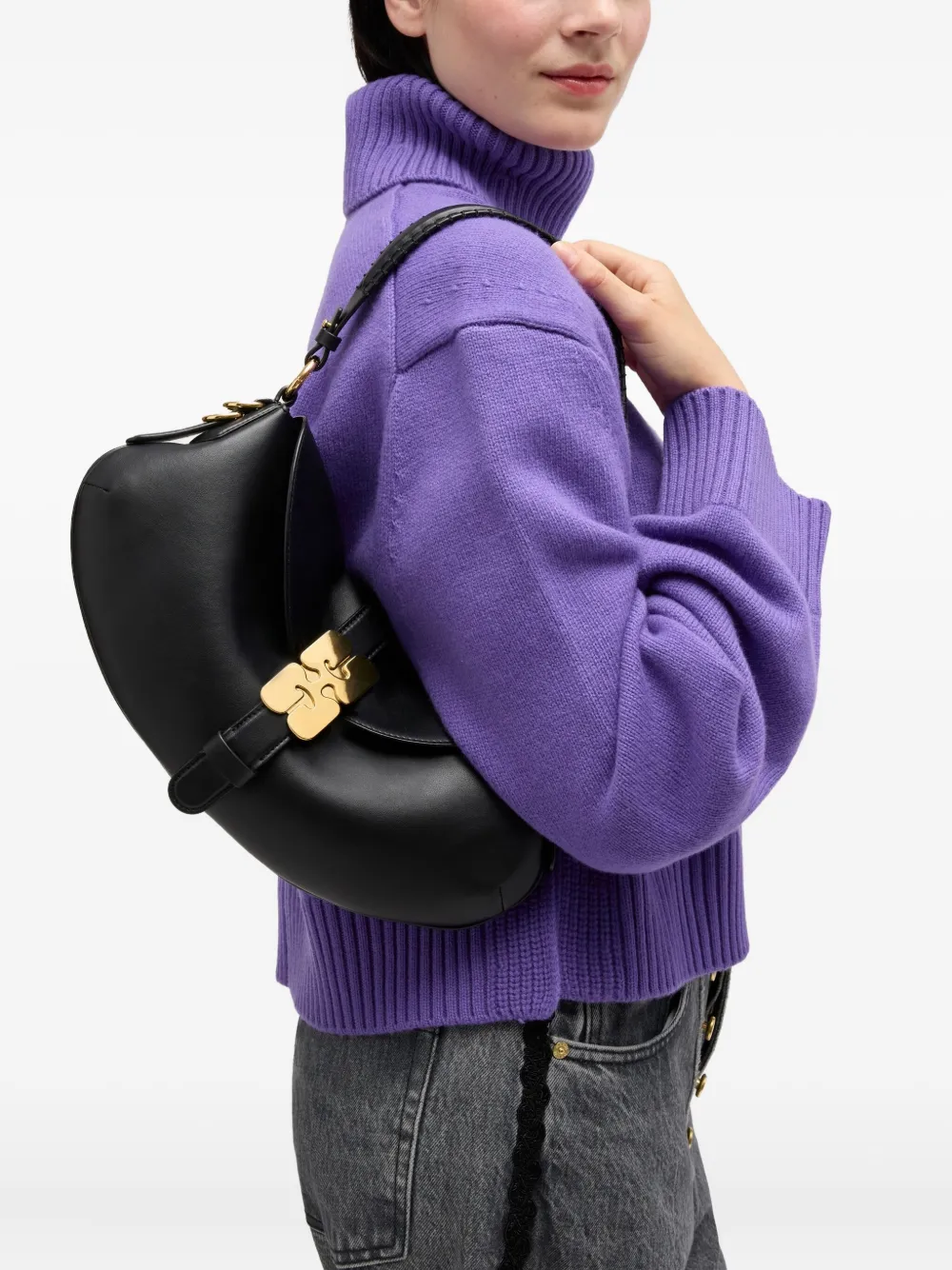 GANNI Schoudertas met gesp - Zwart