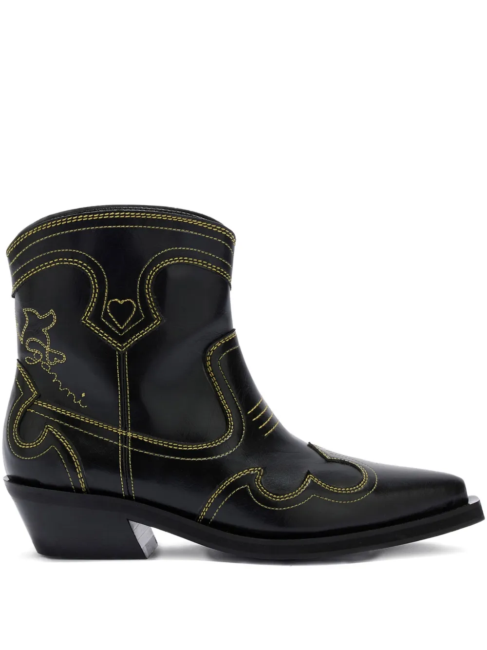 GANNI Laarzen met puntige neus en stiksels Zwart