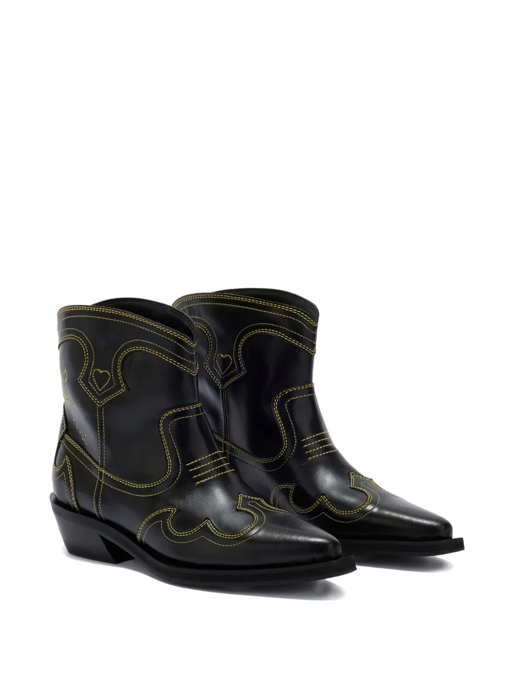 GANNI Laarzen met puntige neus en stiksels Zwart