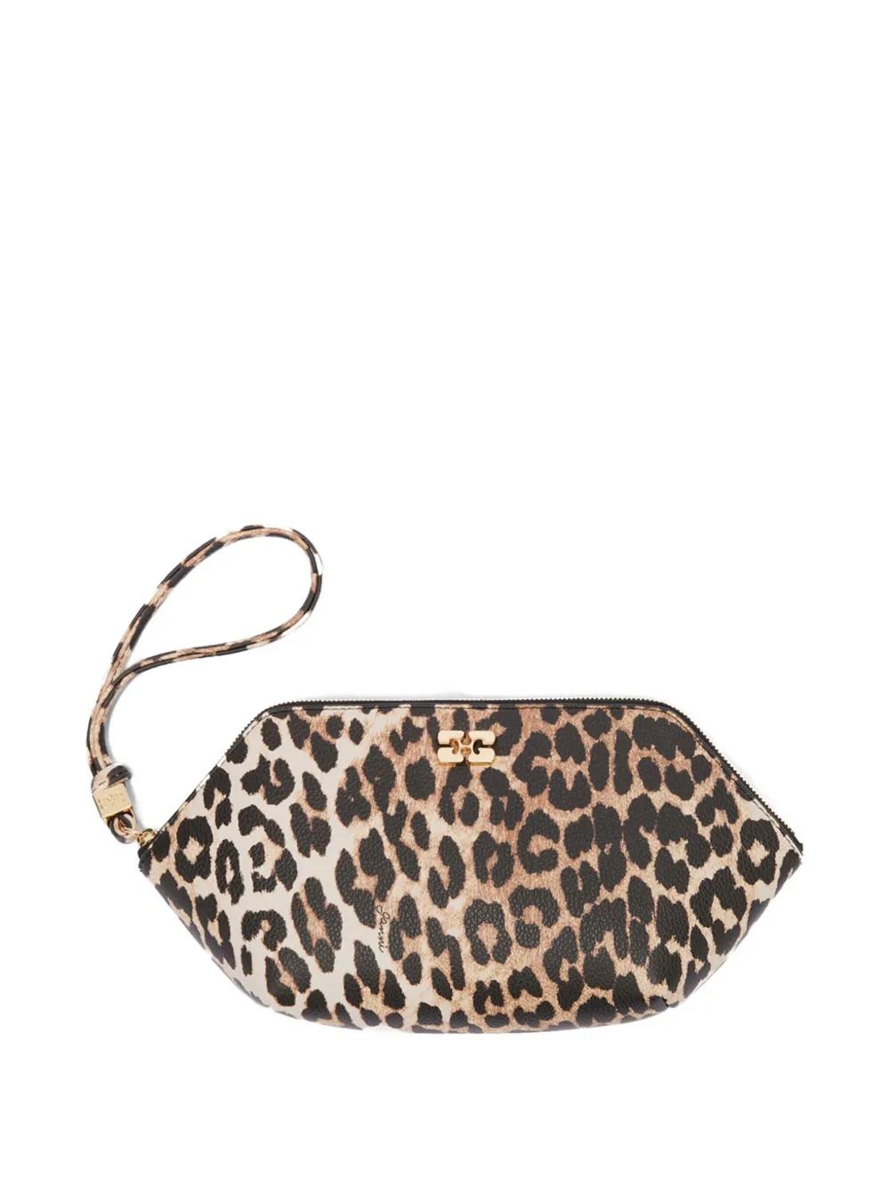 GANNI Trousse make up con stampa leopardata e polsiera - Marrone