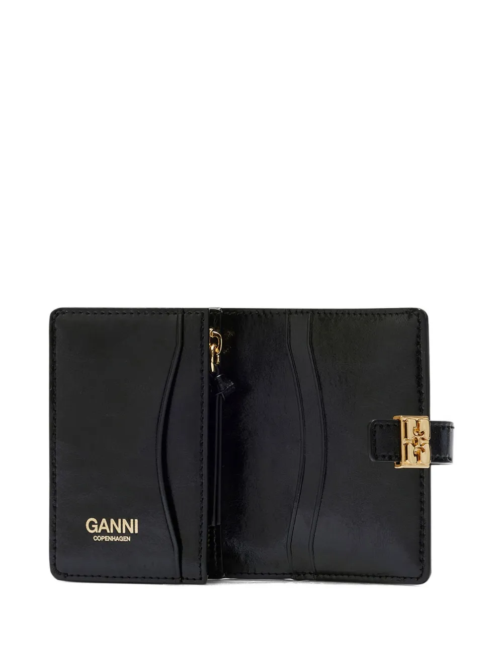 Ganni Logo-plaque Wallet In Black