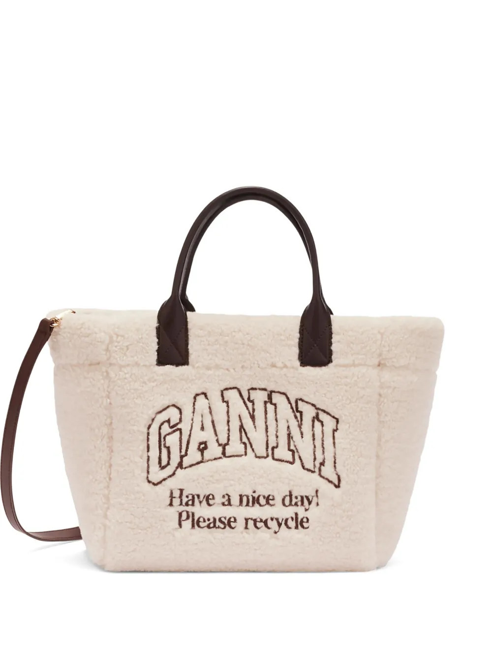 GANNI Borsa tote con logo - Toni neutri