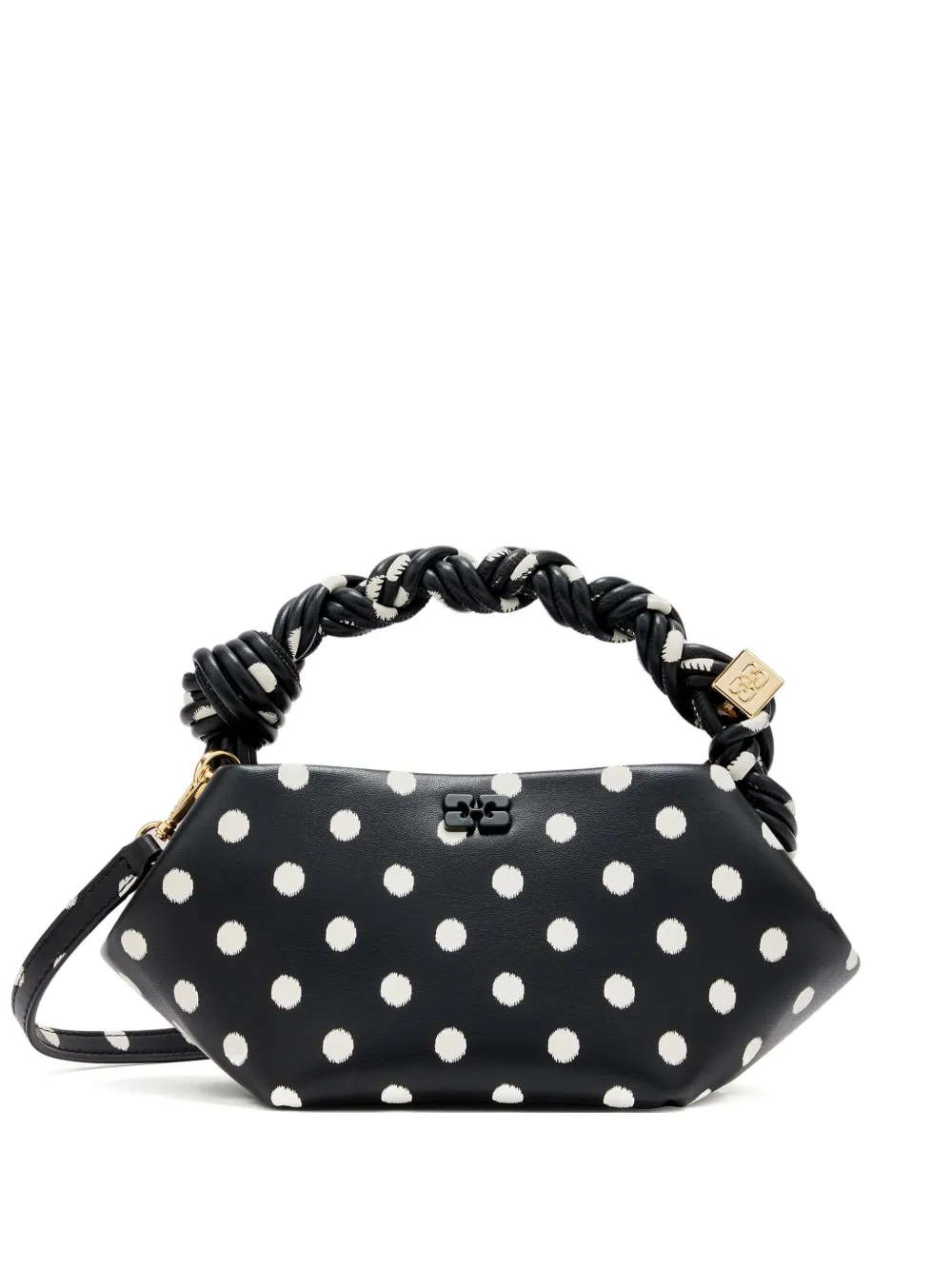 GANNI polka-dot twisted-handle tote bag | Black | Image 1