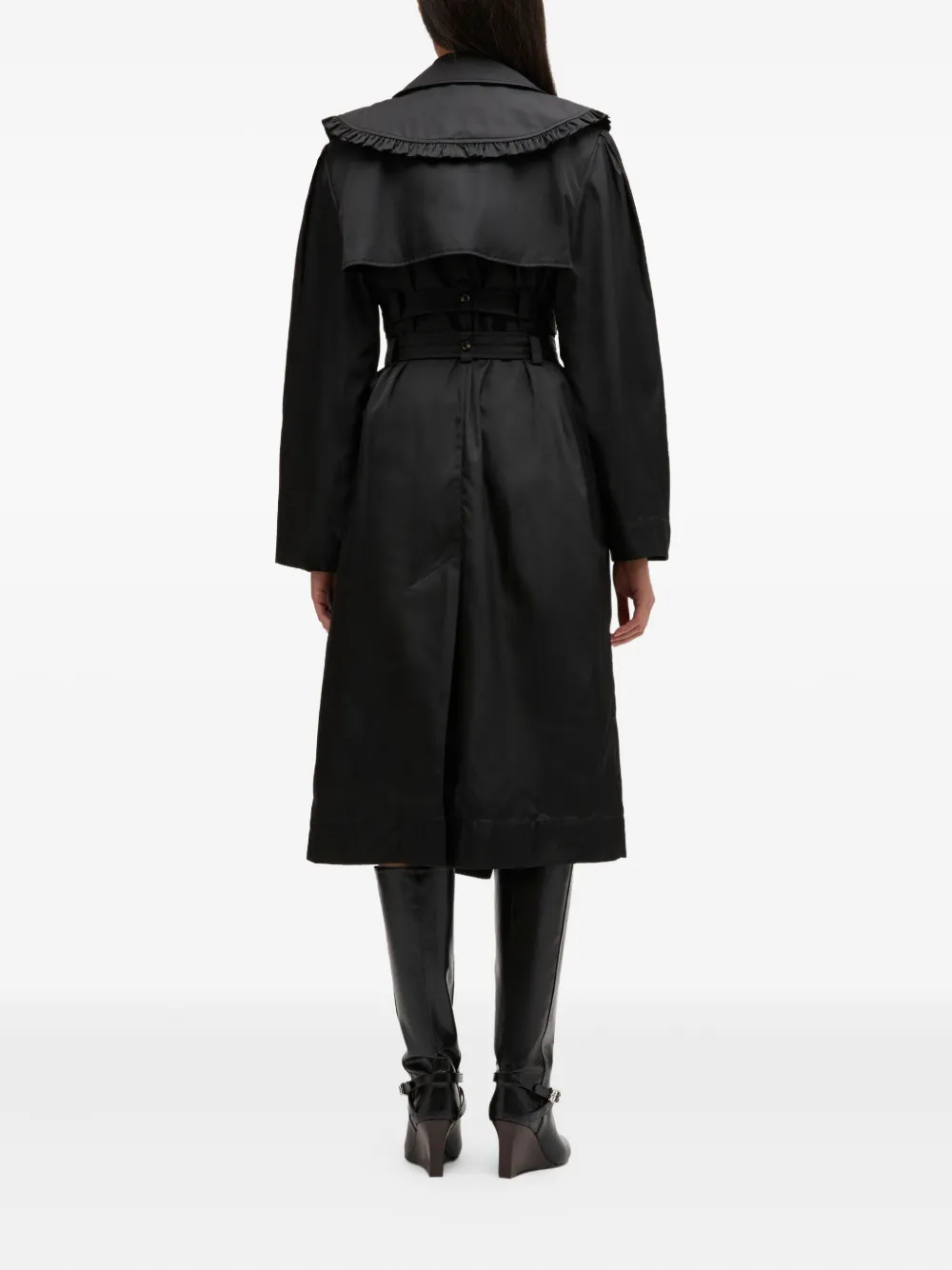  Ganni Belted Double-breasted Coat - Black 