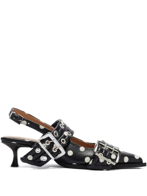 GANNI polka-dot buckle pumps