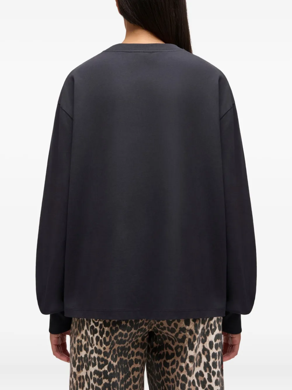 GANNI Essential Basic T-shirt met lange mouwen Grijs