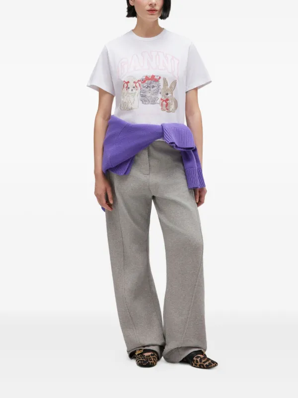 GANNI アニマルプリント Tシャツ | ホワイト | FARFETCH JP
