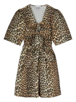 GANNI leopard-print Denim Mini Dress | Neutrals | FARFETCH