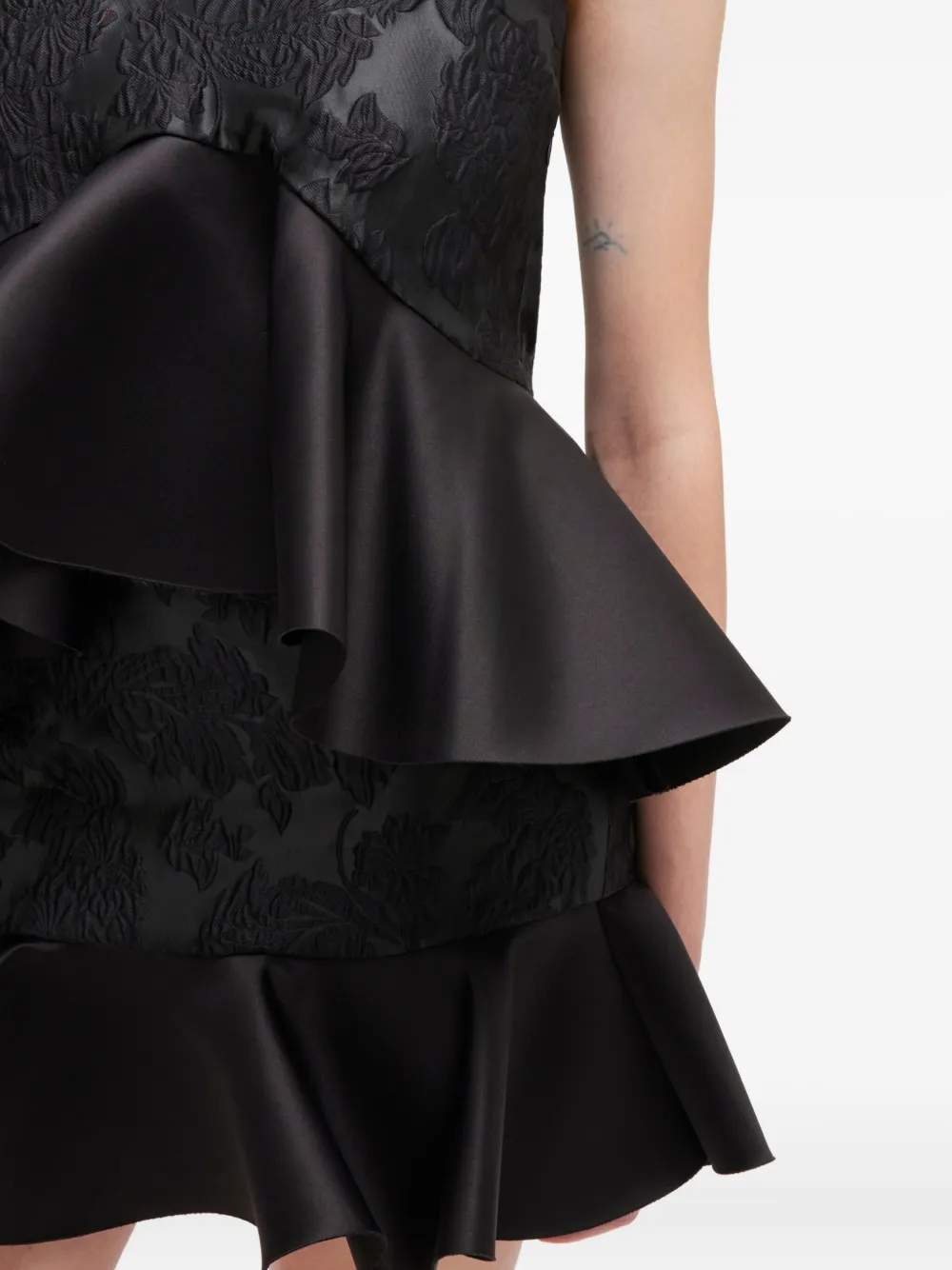 GANNI Top met ruches en bloemenprint Zwart