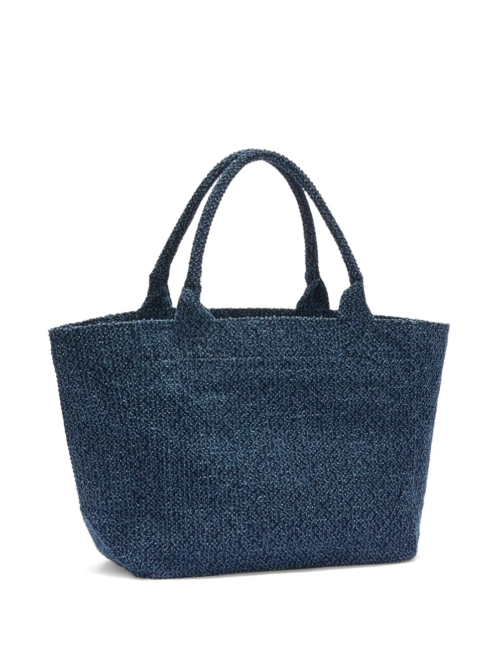 GANNI Medium denim shopper met grafische print Blauw