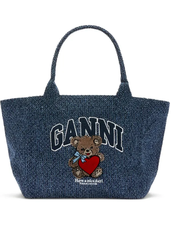 GANNI グラフィック デニムハンドバッグ M | ブルー | FARFETCH JP