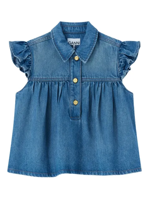 GANNI haut en jean à volants