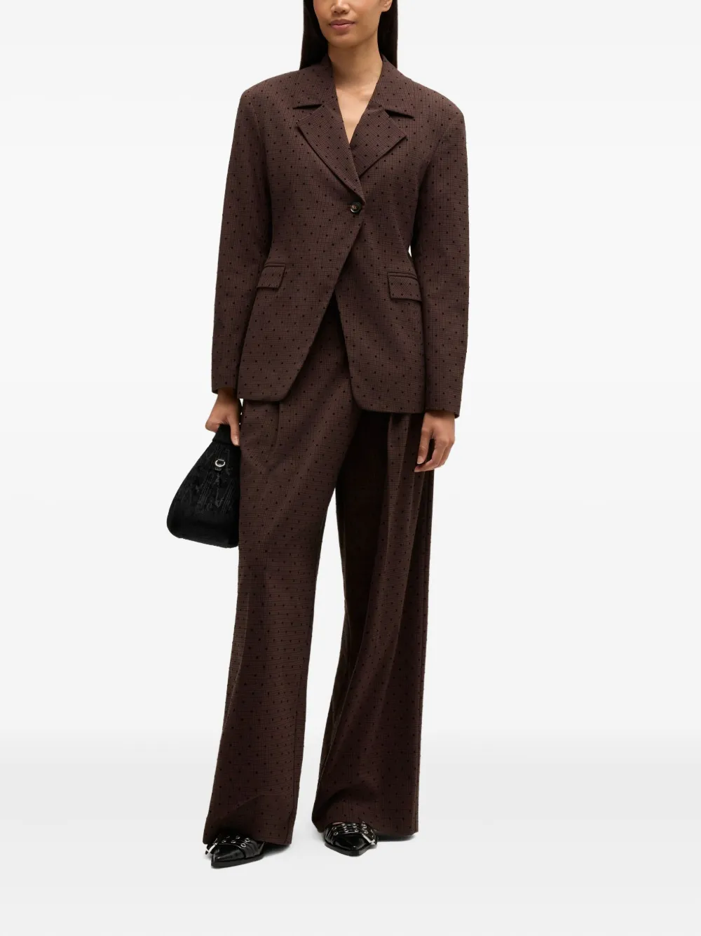 GANNI Plooibroek met stippen - Bruin