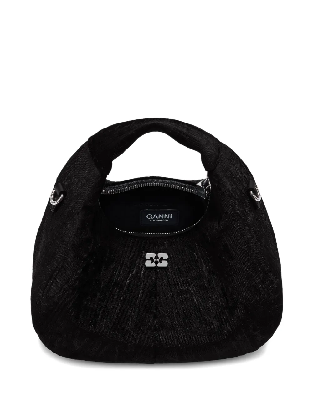 GANNI Shopper met logodetail en ketting Zwart