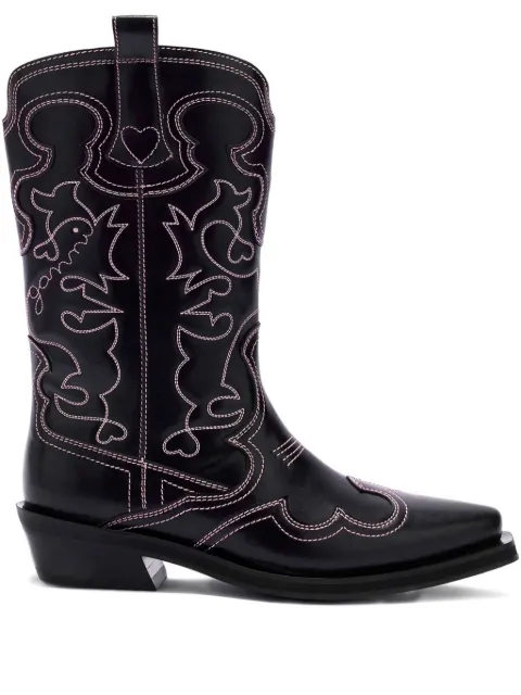 GANNI botas con puntera en punta y costuras