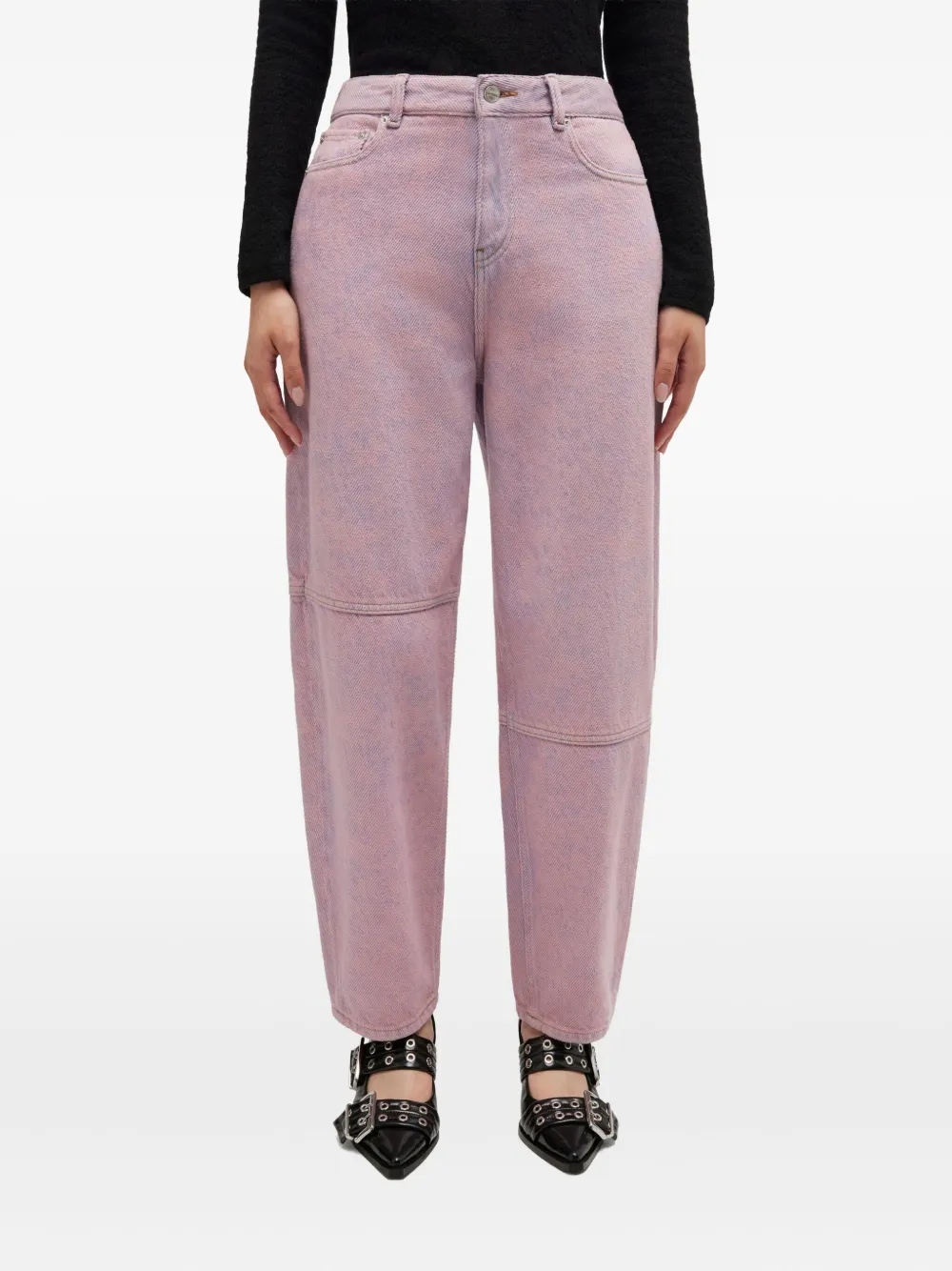 GANNI Stary jeans met wijde pijpen en vlakken Roze