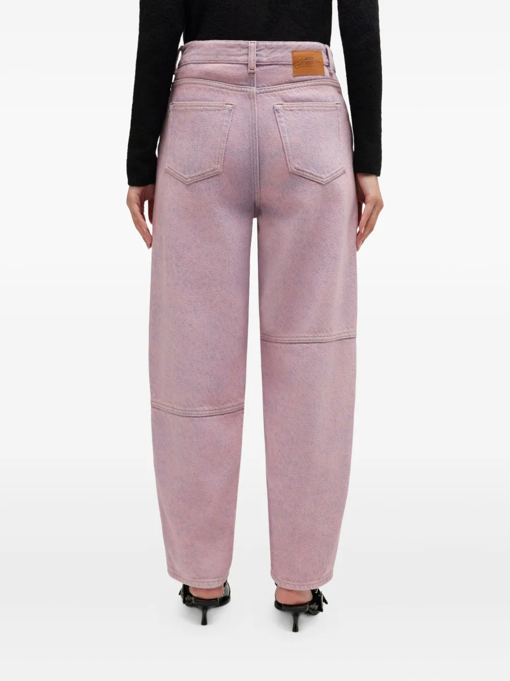 GANNI Stary jeans met wijde pijpen en vlakken Roze