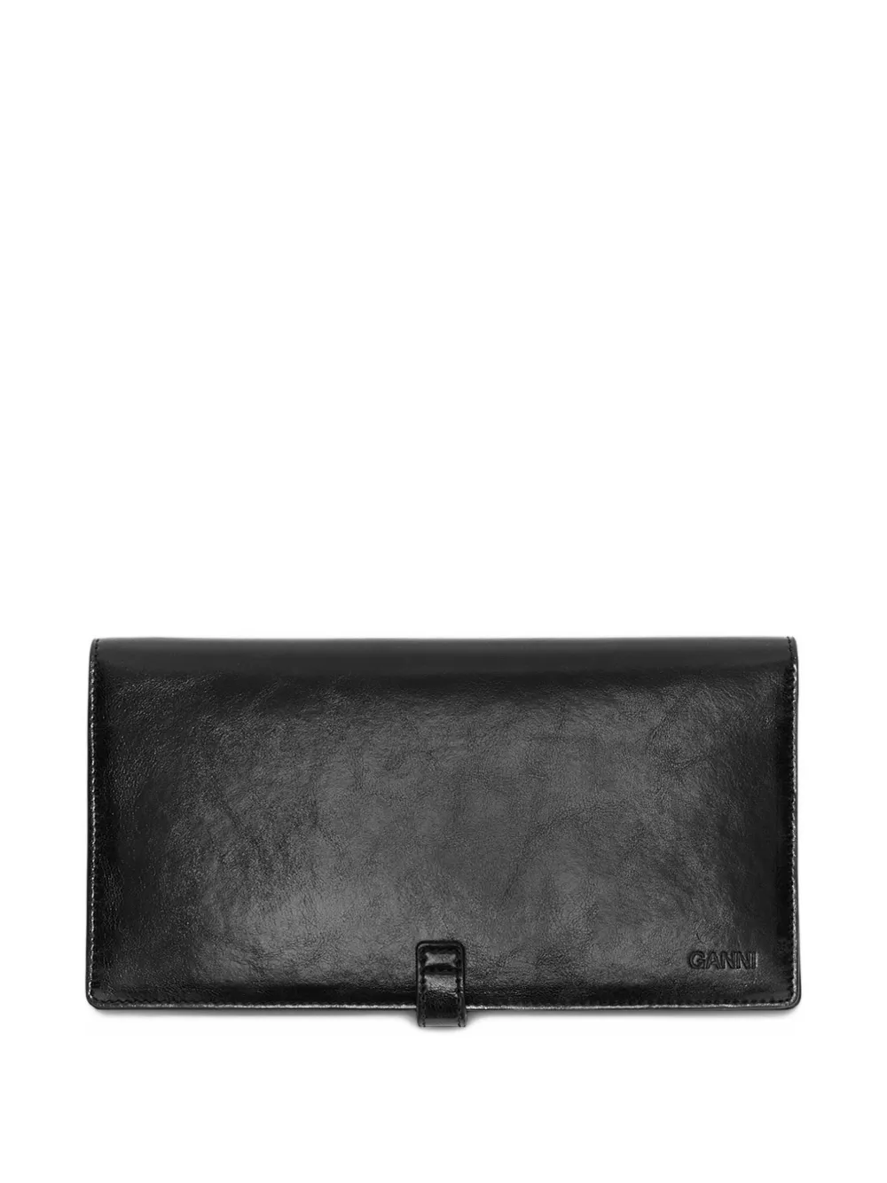 Ganni Logo-buckle Wallet In Brown