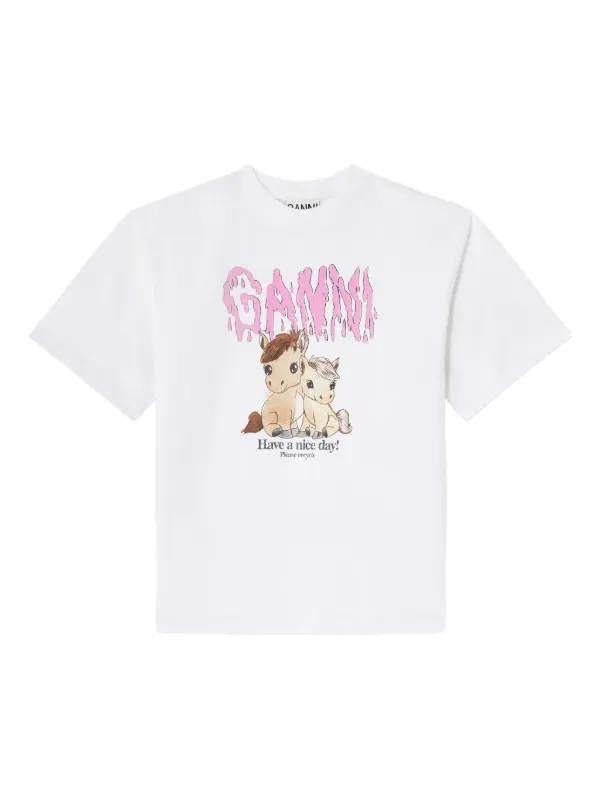 GANNI グラフィック Tシャツ | ホワイト | FARFETCH JP
