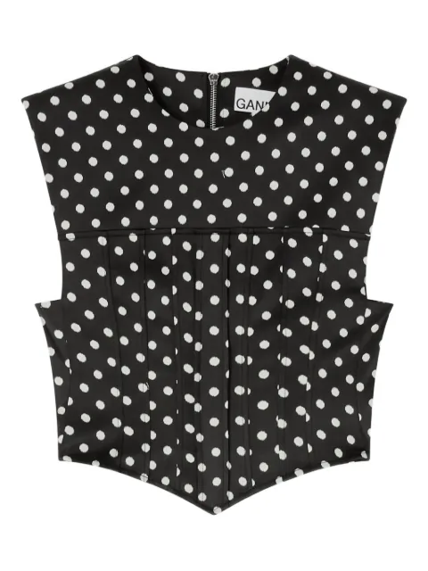 GANNI polka dot zip top