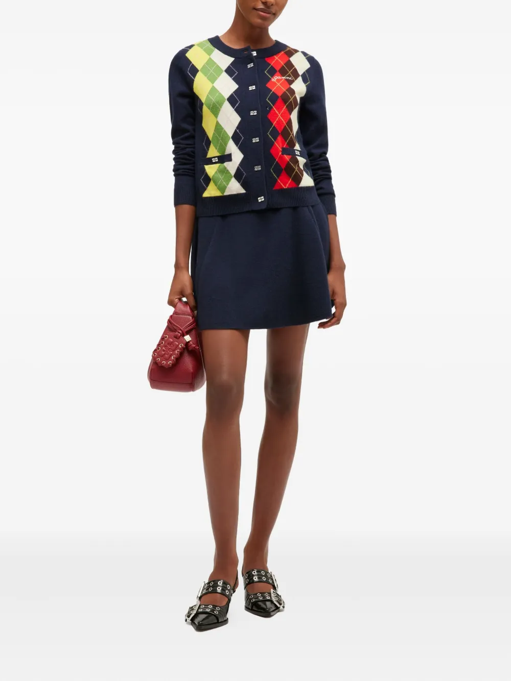 GANNI Mini-rok met logo - Blauw