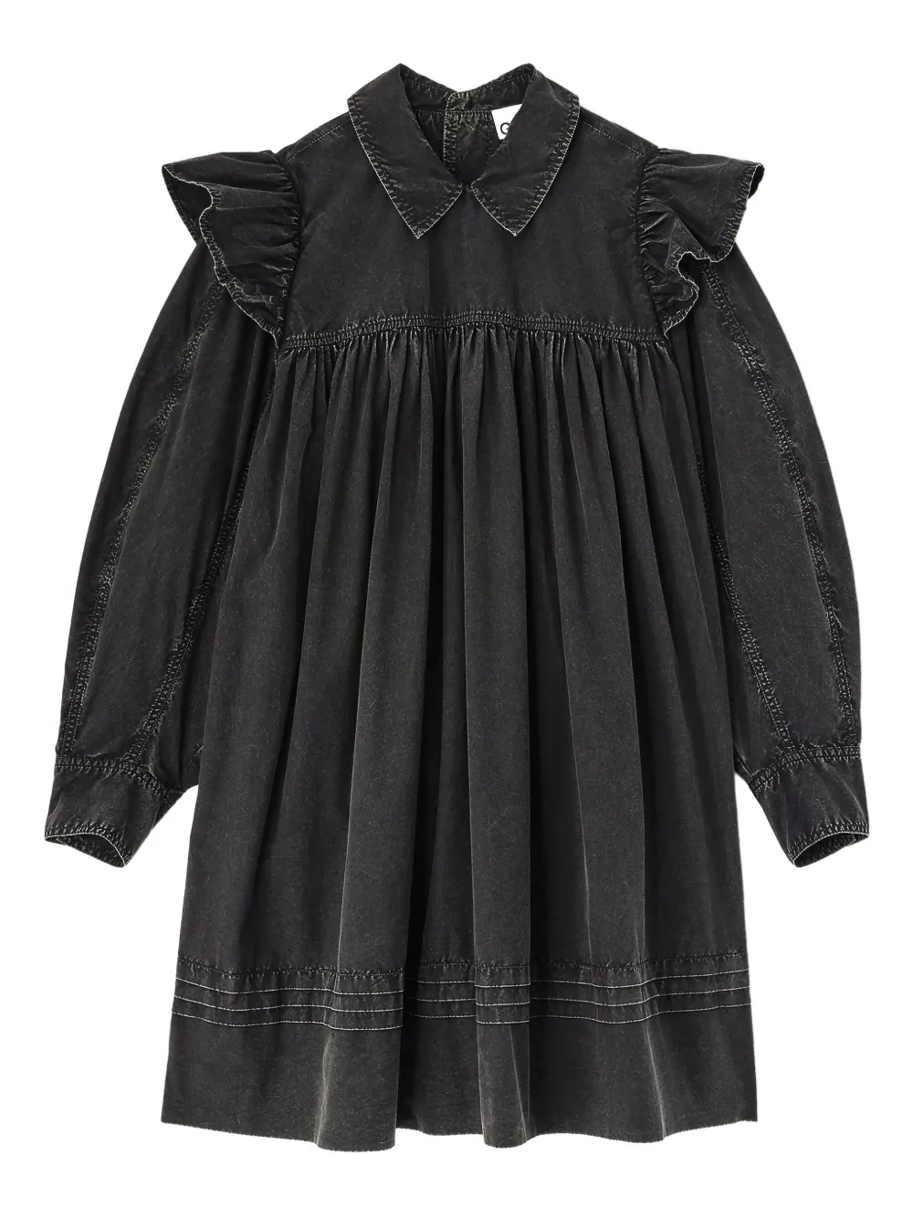 GANNI Abito corto a maniche lunghe - Nero