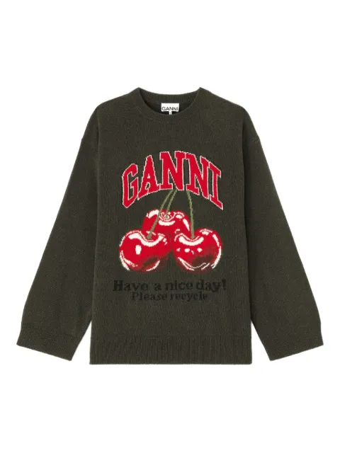 GANNI cherry graphic sweater