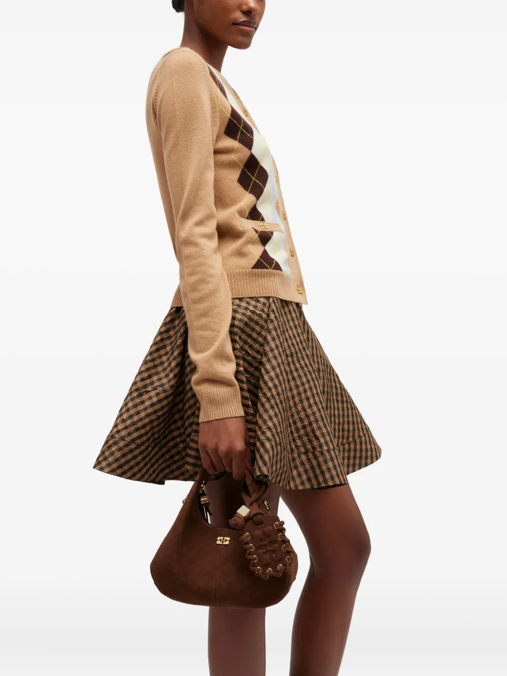 GANNI Suède shopper - Bruin