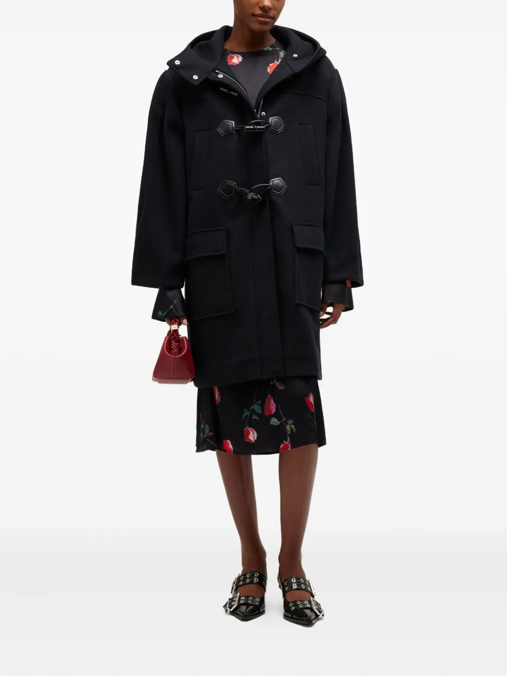 GANNI フーデッド コート | ブルー | FARFETCH JP