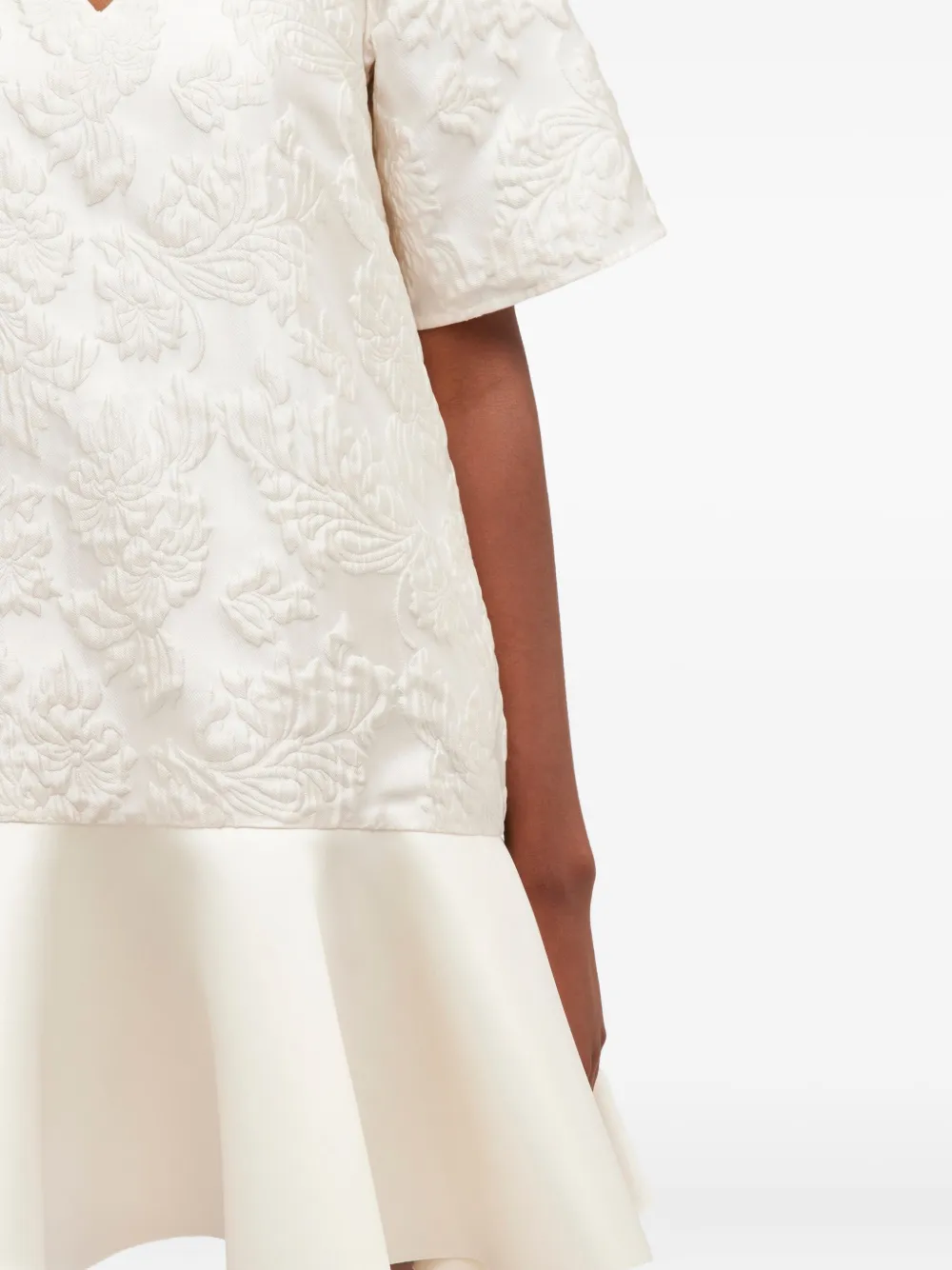 Ganni V-neck Mini Dress In Neutral