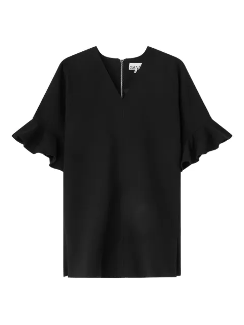 GANNI black mini ruffled dress