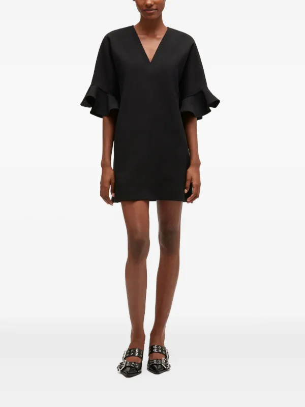 Ganni Black Mini Ruffle Dress