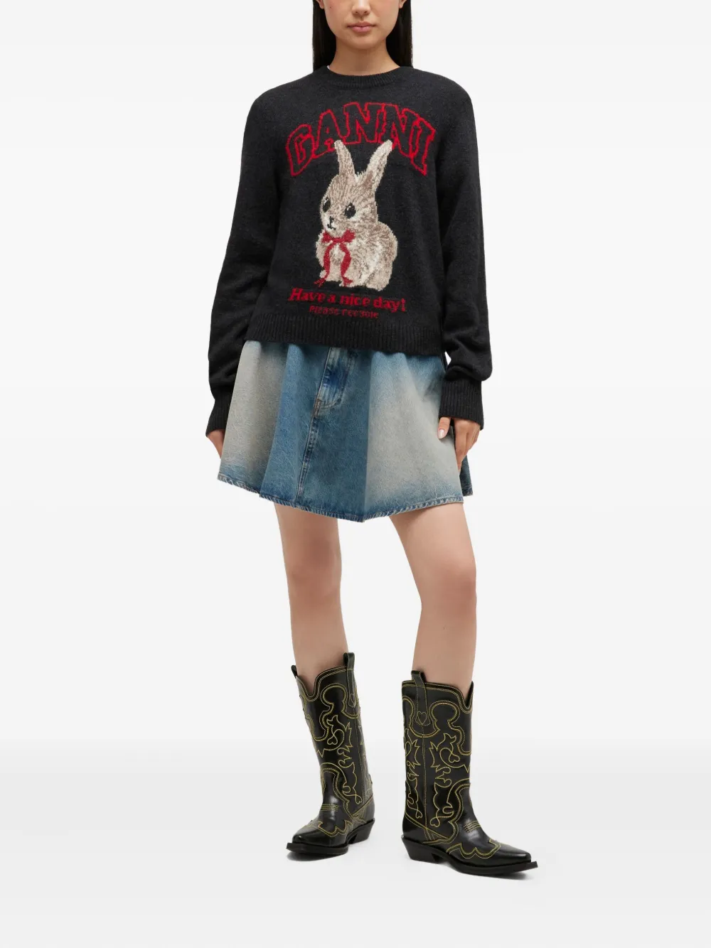 GANNI  rabbit graphic sweater | Knitted Sweaters | Image 2