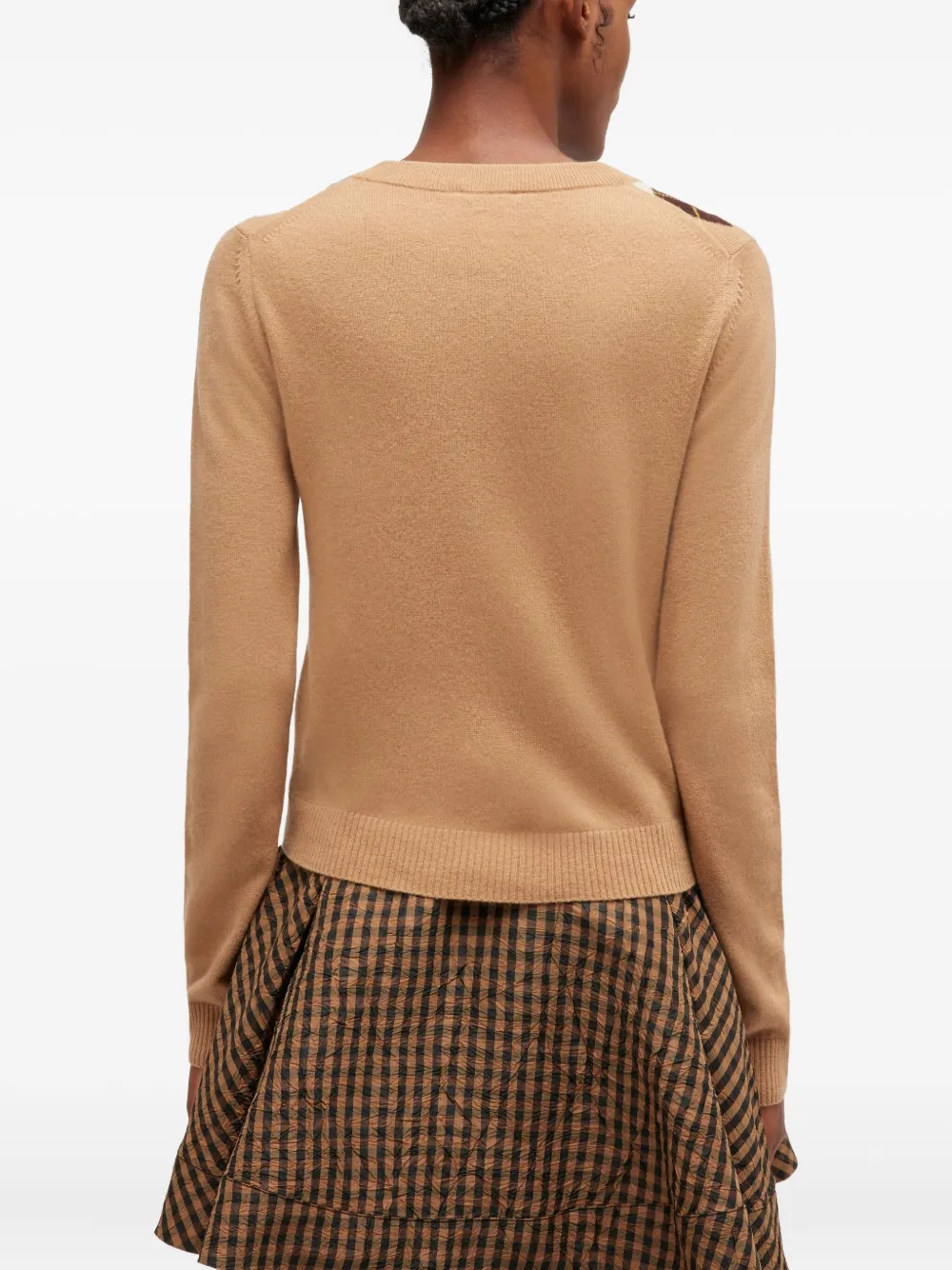 GANNI Vest met argyle-ruit en knoop Bruin