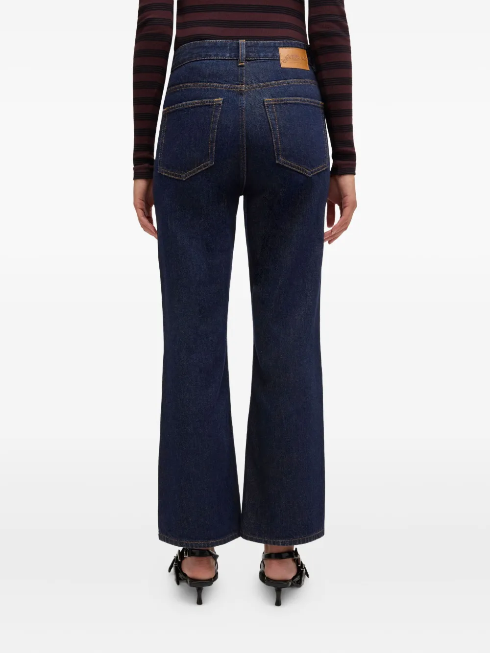 GANNI Betzy cropped denim jeans Blauw