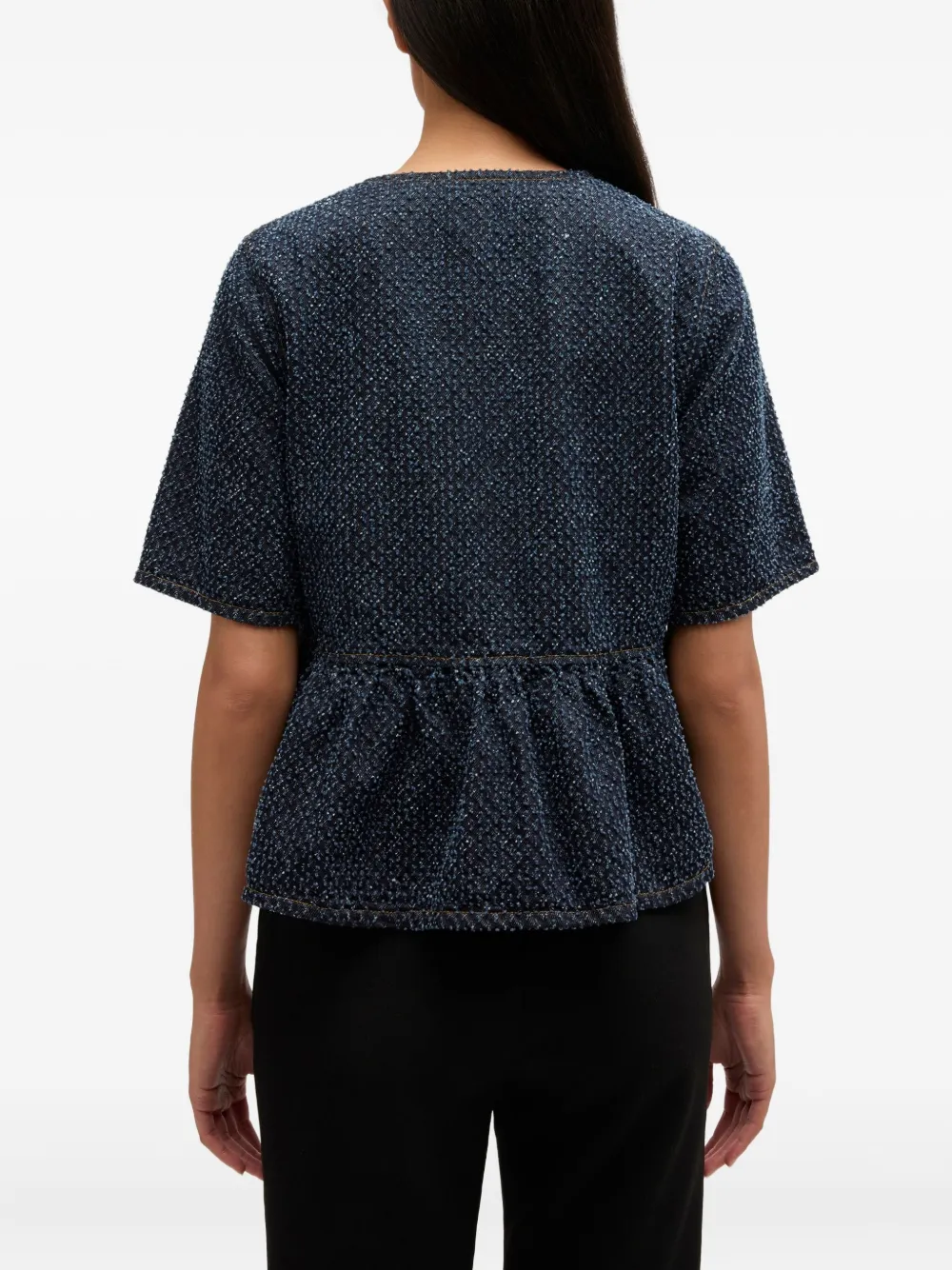 GANNI Peplum top met strik Blauw