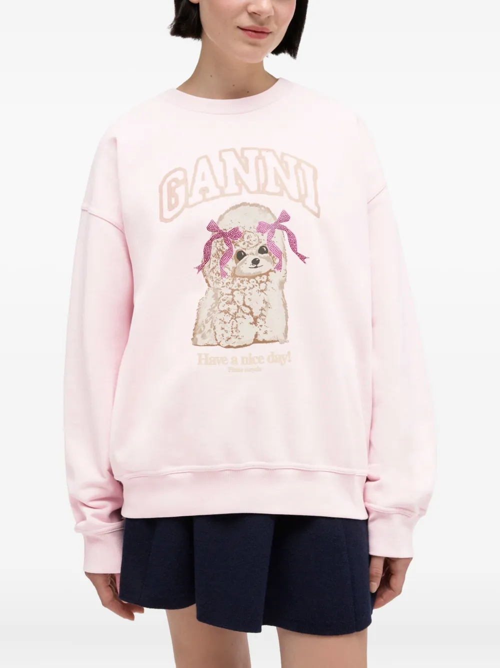 GANNI Sweater met print Roze
