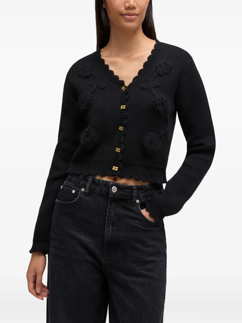 GANNI Vest met bloemendetail Zwart