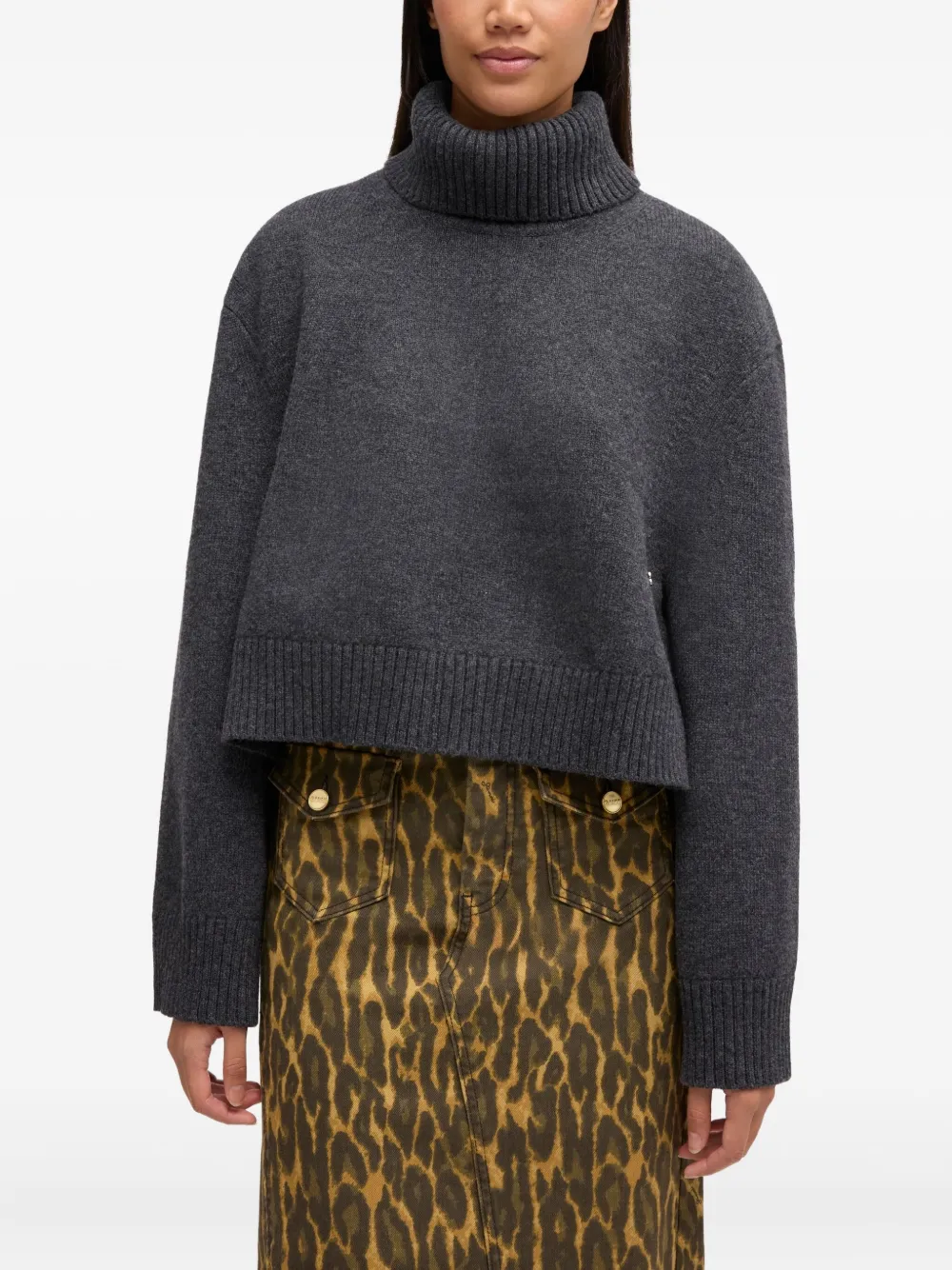  Ganni Pull à Col Roulé - Gris 