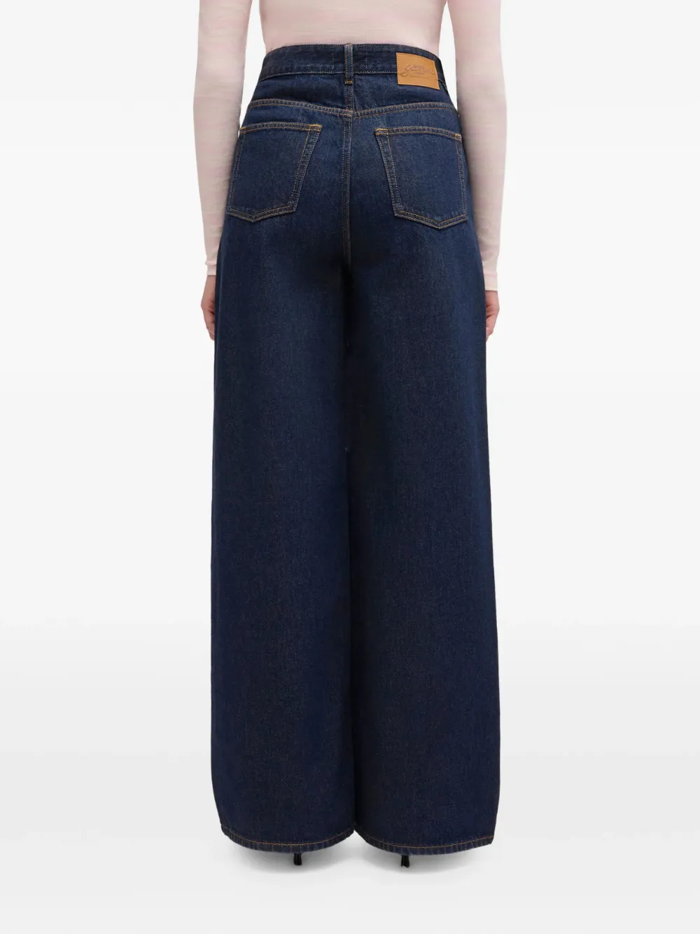 GANNI Jeans met logopatch Blauw